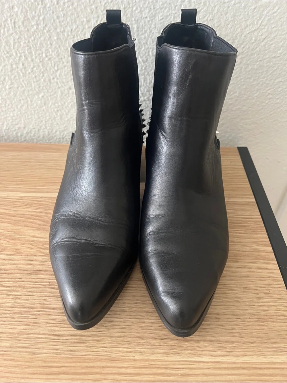 Steve Madden Black Studded Chelsea Booties - Women's Fashion Ankle Boots - Picture 5 of 5
